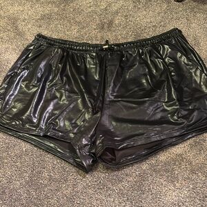 Black shiny shorts